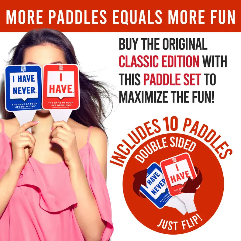 Never I Have Ever Paddles, Set of 10 Ideas Never Implemented