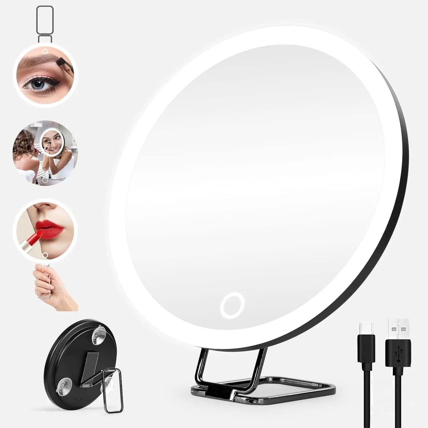 New 30 times magnification makeup mirror charging led light with lamp 360 degree bracket with lamp mirror 3 suction cup 10X20X GreatEagleInc