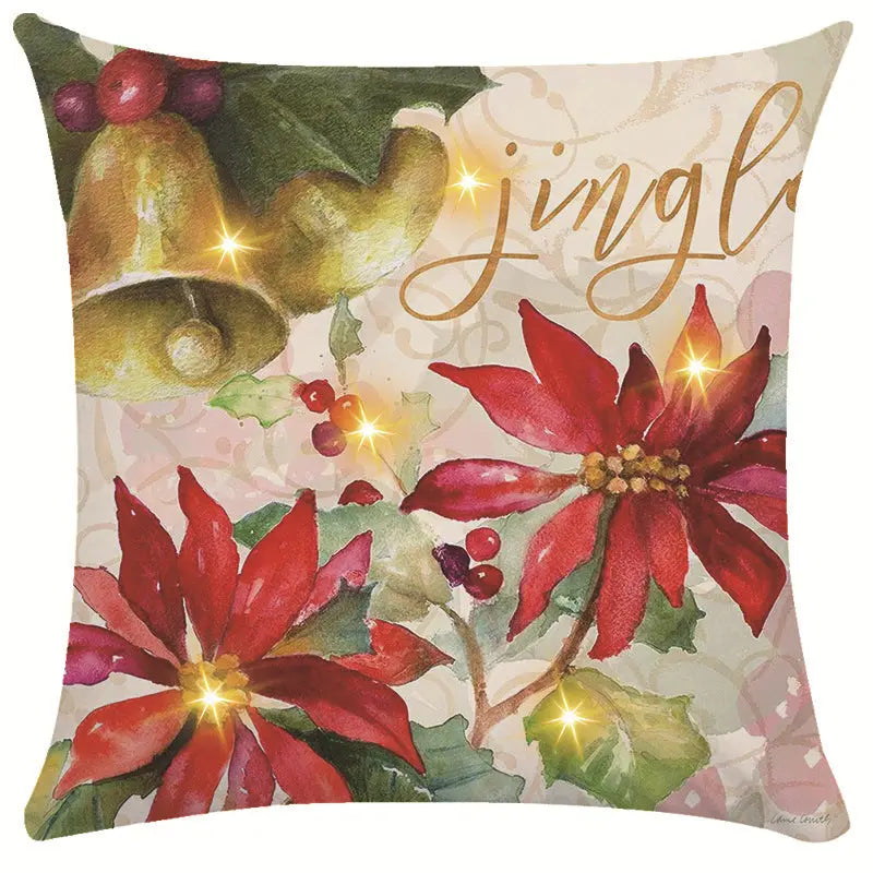 New Amazon Christmas decorative pillow cover snowman printed cushion cover LED pillow light cushion customization GreatEagleInc