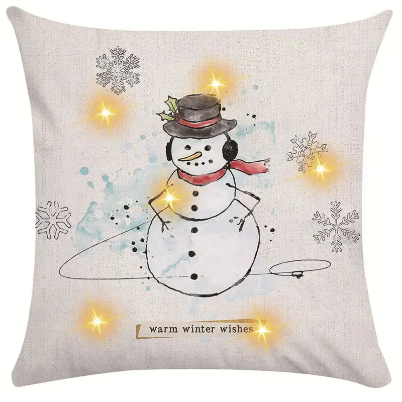 New Amazon Christmas decorative pillow cover snowman printed cushion cover LED pillow light cushion customization GreatEagleInc