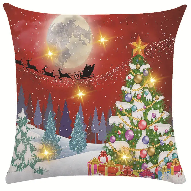 New Amazon Christmas decorative pillow cover snowman printed cushion cover LED pillow light cushion customization GreatEagleInc