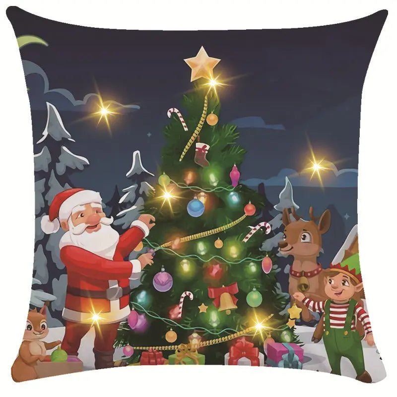 New Amazon Christmas decorative pillow cover snowman printed cushion cover LED pillow light cushion customization GreatEagleInc