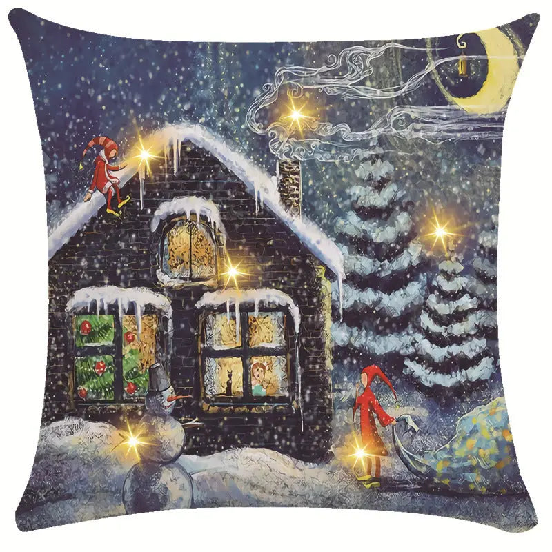 New Amazon Christmas decorative pillow cover snowman printed cushion cover LED pillow light cushion customization GreatEagleInc