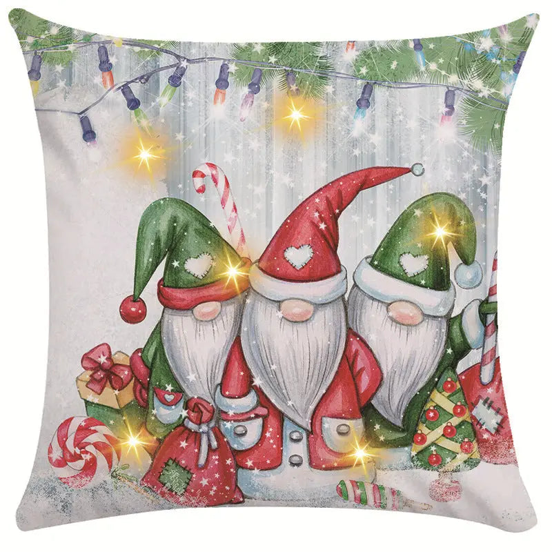 New Amazon Christmas decorative pillow cover snowman printed cushion cover LED pillow light cushion customization GreatEagleInc