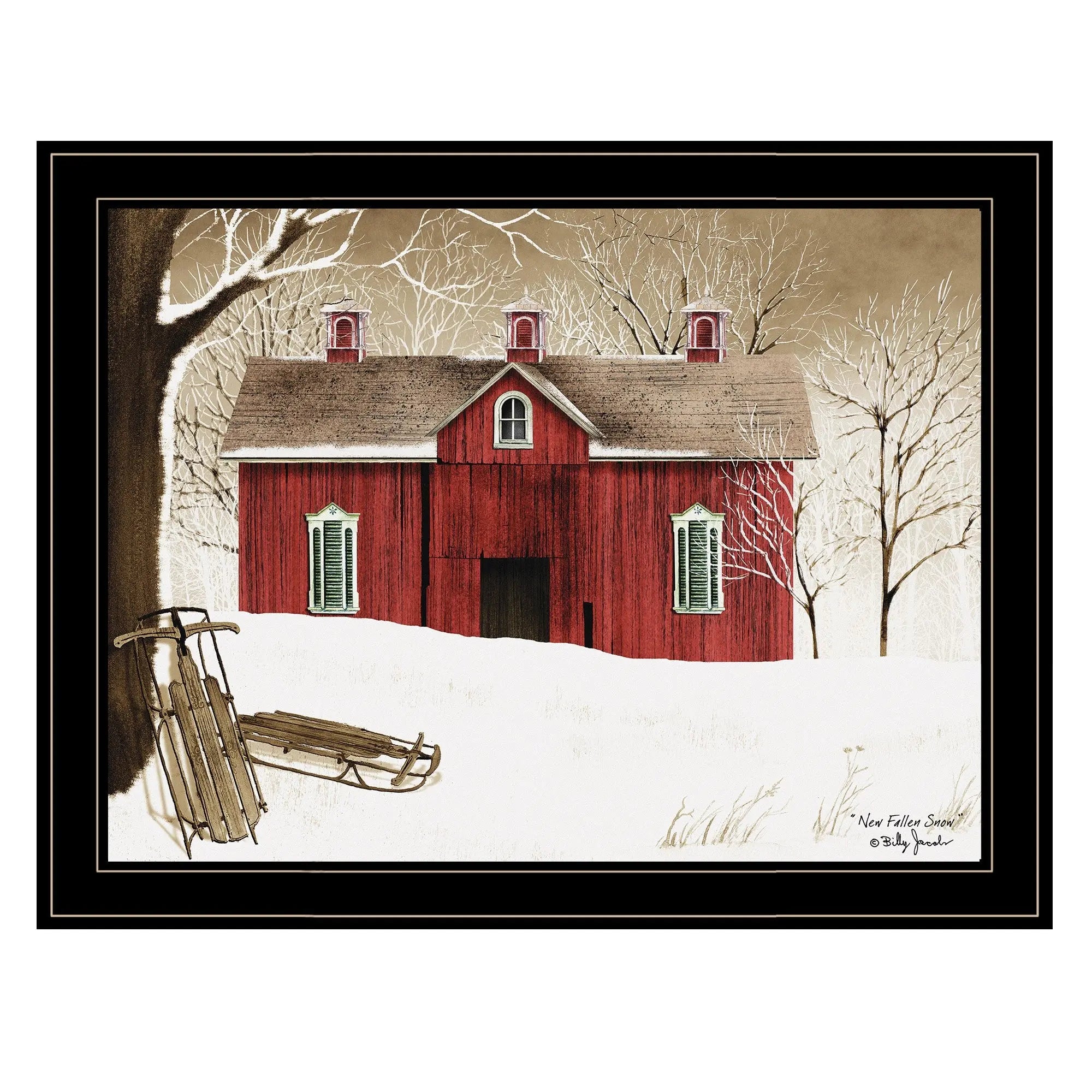 New Fallen Snow 4 Black Framed Print Wall Art - GreatEagleInc