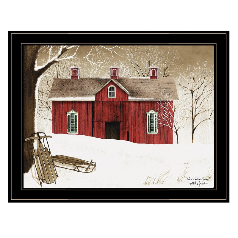New Fallen Snow 4 Black Framed Print Wall Art - GreatEagleInc
