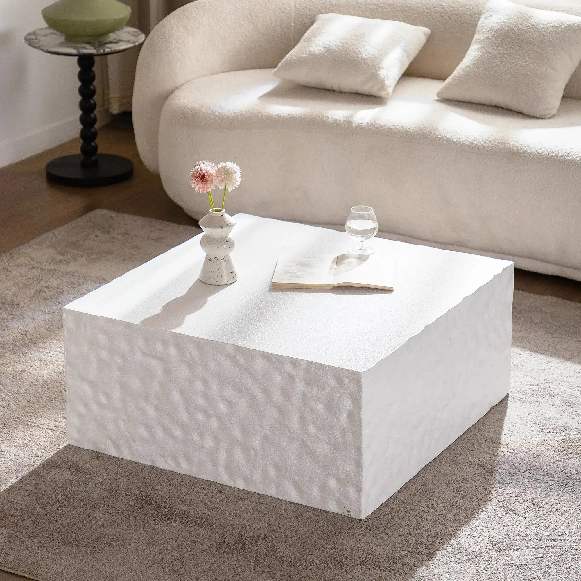 New Modern Farmhouse Rustic Living Room Coffee Table Italian Designer High-end Feel Square Side Table Easy to Clean Wood GreatEagleInc