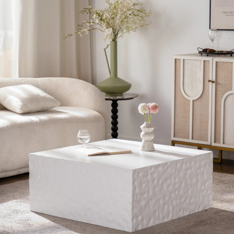 New Modern Farmhouse Rustic Living Room Coffee Table Italian Designer High-end Feel Square Side Table Easy to Clean Wood GreatEagleInc