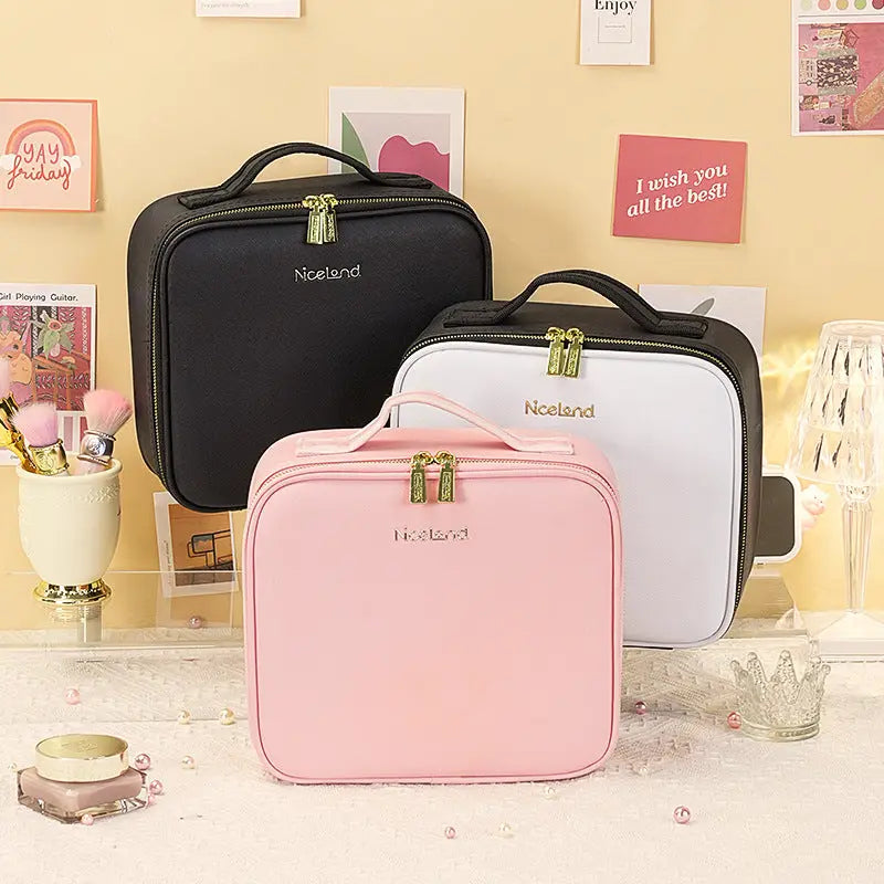 New Style Cosmetic Bag with Light and Mirror Led Light Rechargeable Portable Travel Makeup Cosmetics Cosmetics Bag Ins Style GreatEagleInc