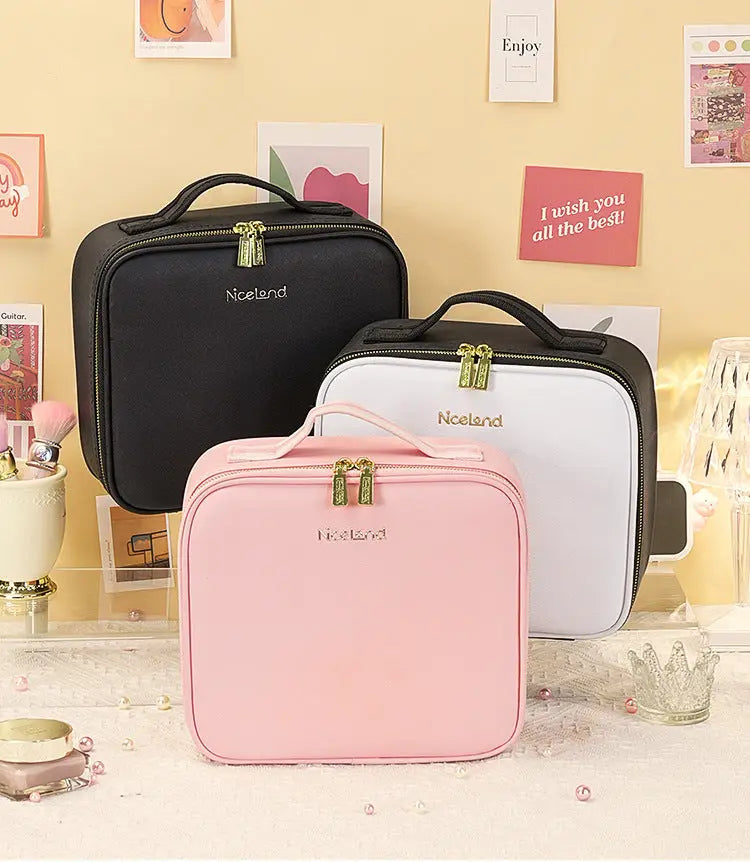 New Style Cosmetic Bag with Light and Mirror Led Light Rechargeable Portable Travel Makeup Cosmetics Cosmetics Bag Ins Style GreatEagleInc