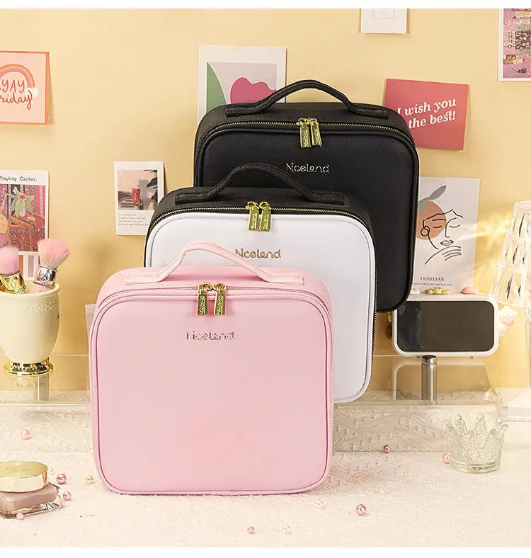 New Style Cosmetic Bag with Light and Mirror Led Light Rechargeable Portable Travel Makeup Cosmetics Cosmetics Bag Ins Style GreatEagleInc