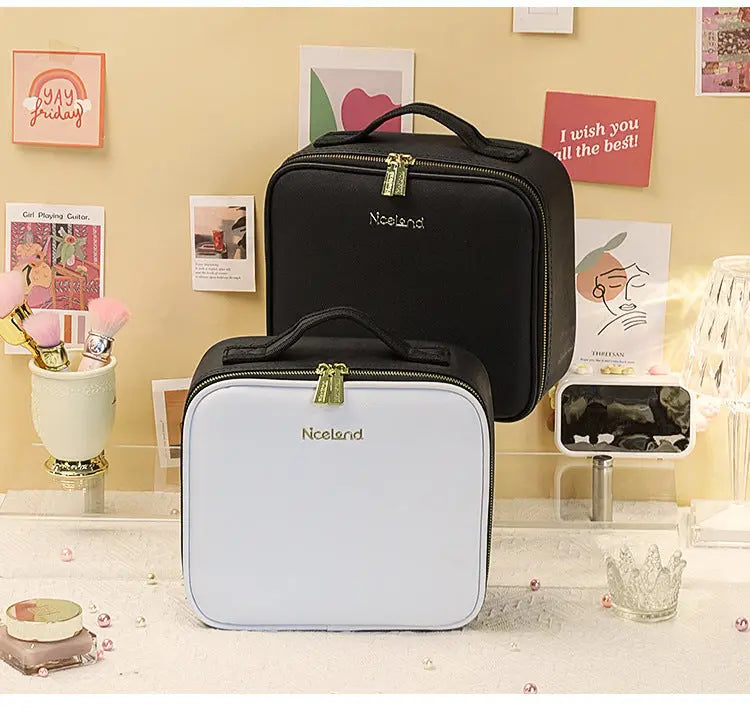 New Style Cosmetic Bag with Light and Mirror Led Light Rechargeable Portable Travel Makeup Cosmetics Cosmetics Bag Ins Style GreatEagleInc