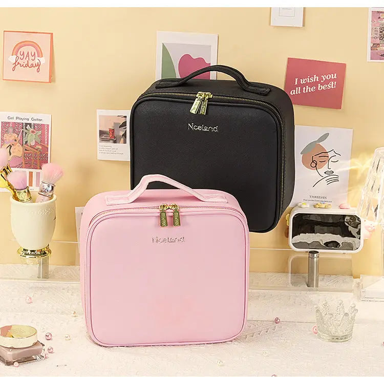 New Style Cosmetic Bag with Light and Mirror Led Light Rechargeable Portable Travel Makeup Cosmetics Cosmetics Bag Ins Style GreatEagleInc