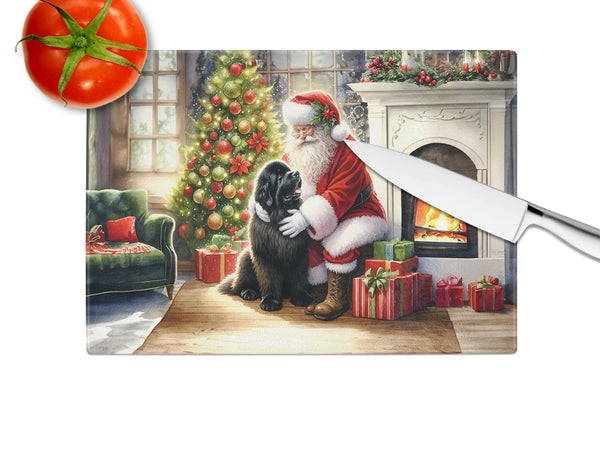 Newfoundland and Santa Claus Glass Cutting Board Caroline's Treasures