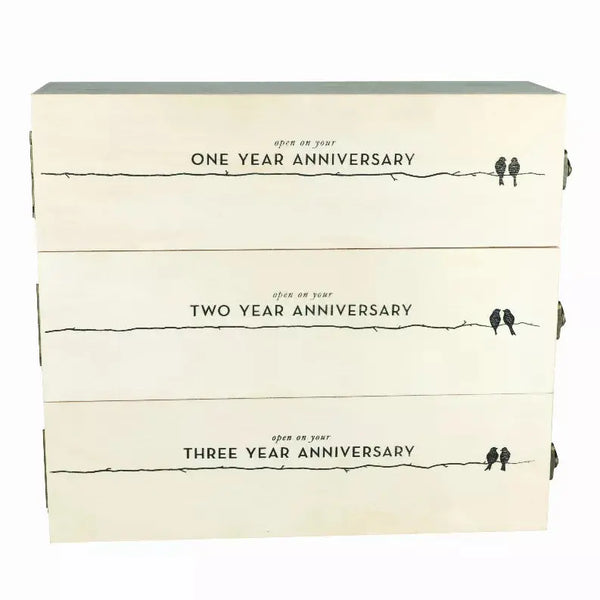 Newlywed'S Anniversary Wooden Wine Box By Twine True Brands