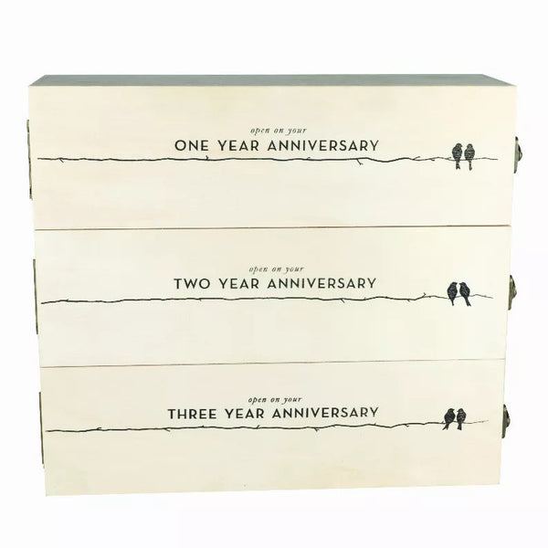 Newlywed'S Anniversary Wooden Wine Box By Twine True Brands