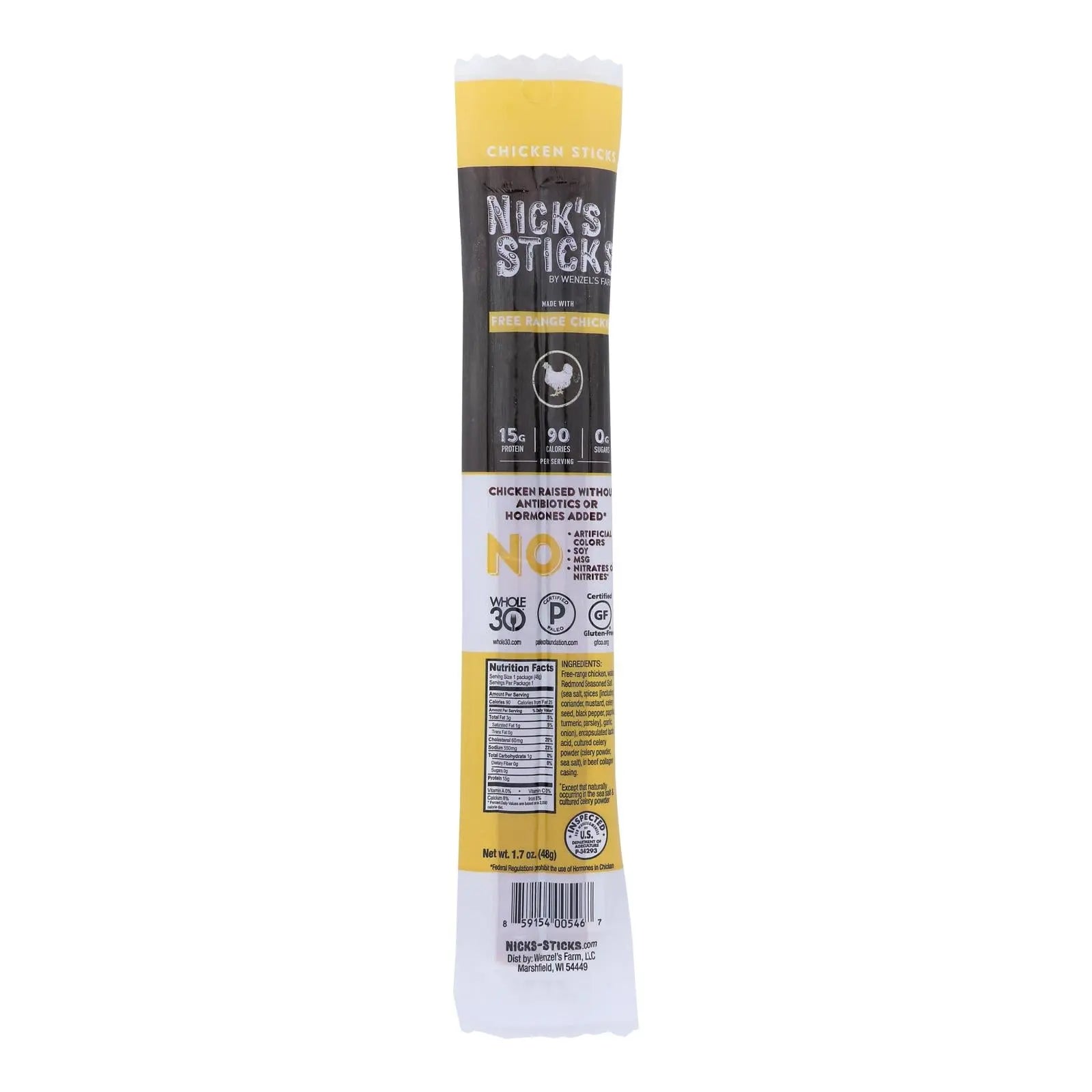 Nick's Sticks - Snack Stk Chicken Fr Rnge - Case Of 25 - 1.7 Oz Nick's Sticks