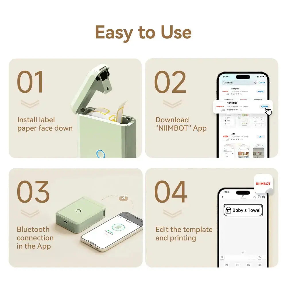 Niimbot D110 Label Printer Bluetooth Mini Adhesive Portable Smart Label Maker UV Without Ink For Office School Labeling Machine GreatEagleInc