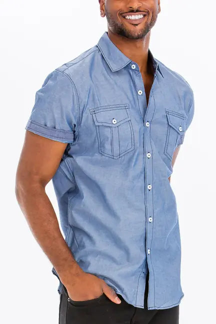 Nik Striped Stitch Button Up WEIV