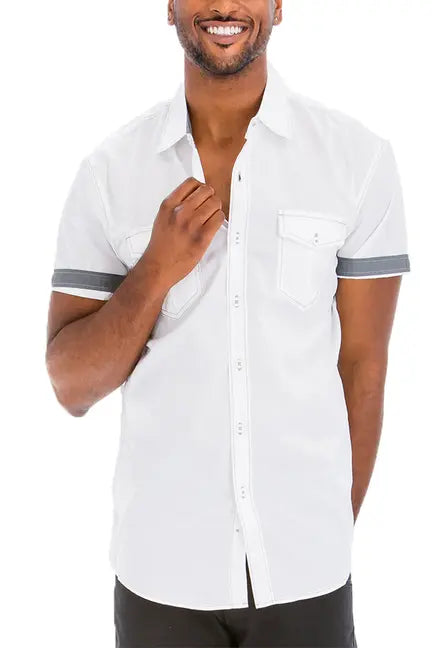 Nik Striped Stitch Button Up WEIV