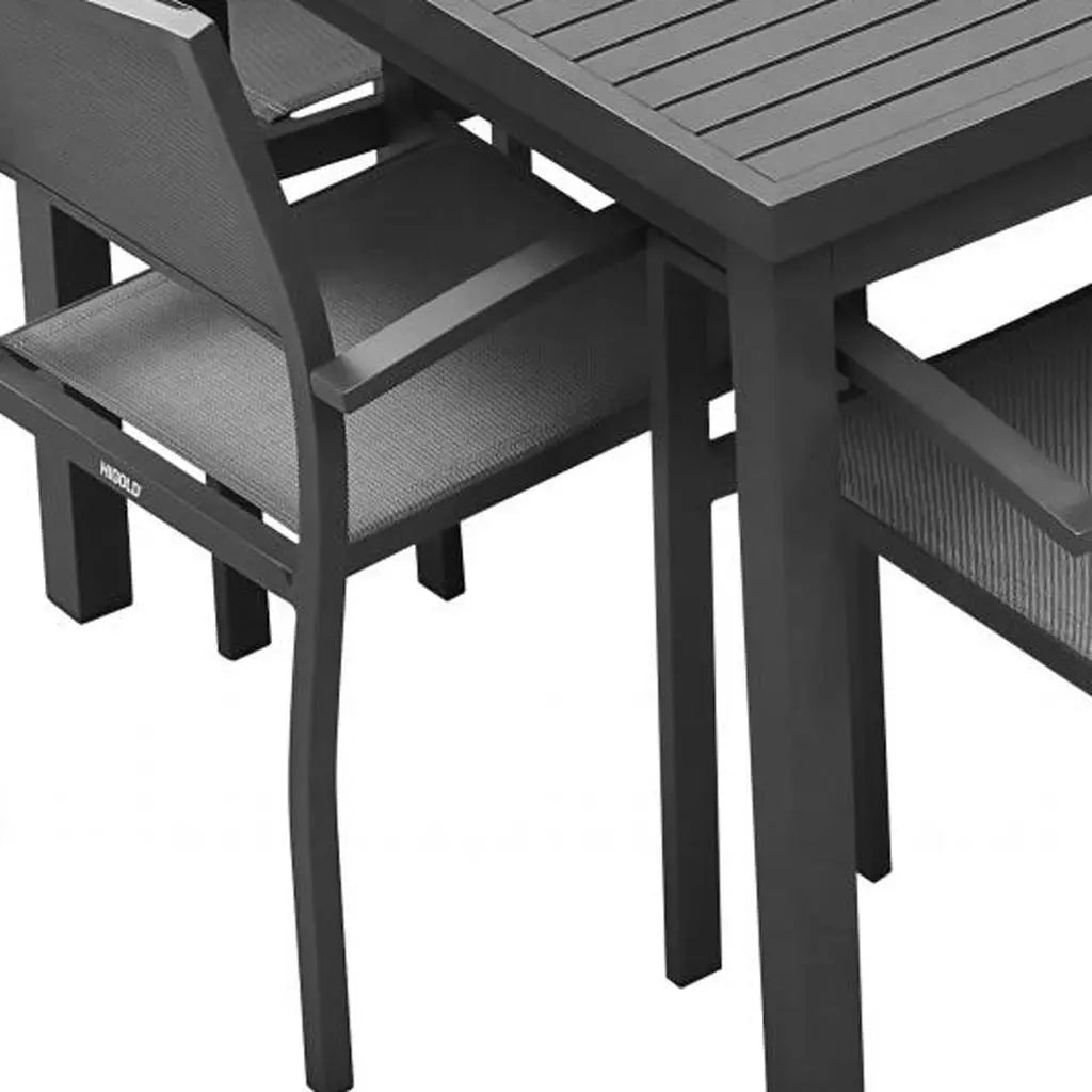 Nine Piece Black Metal Dining Set with Eight Chairs Homeroots Outdoor
