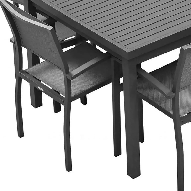 Nine Piece Black Metal Dining Set with Eight Chairs Homeroots Outdoor
