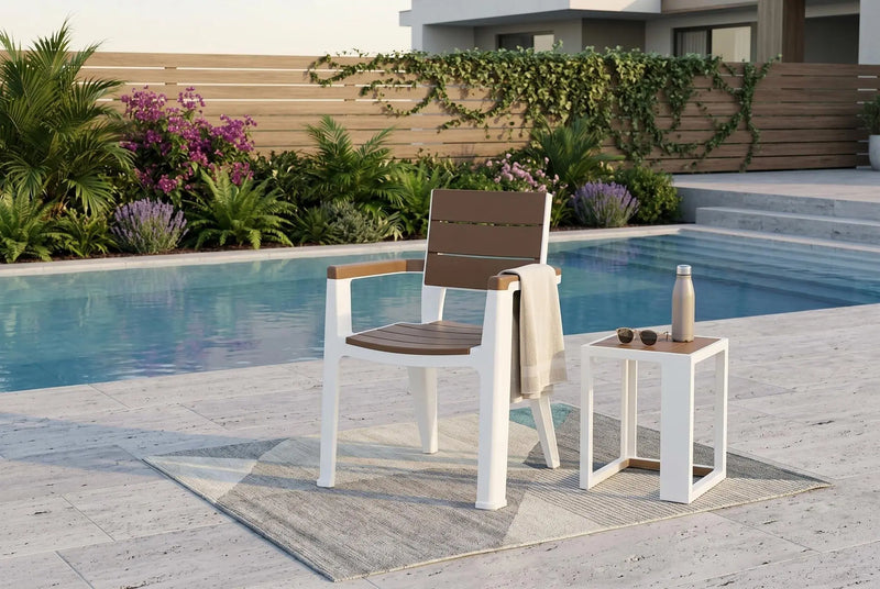 Nine Piece Brown Plastic Outdoor Patio Set With Table Homeroots Outdoor