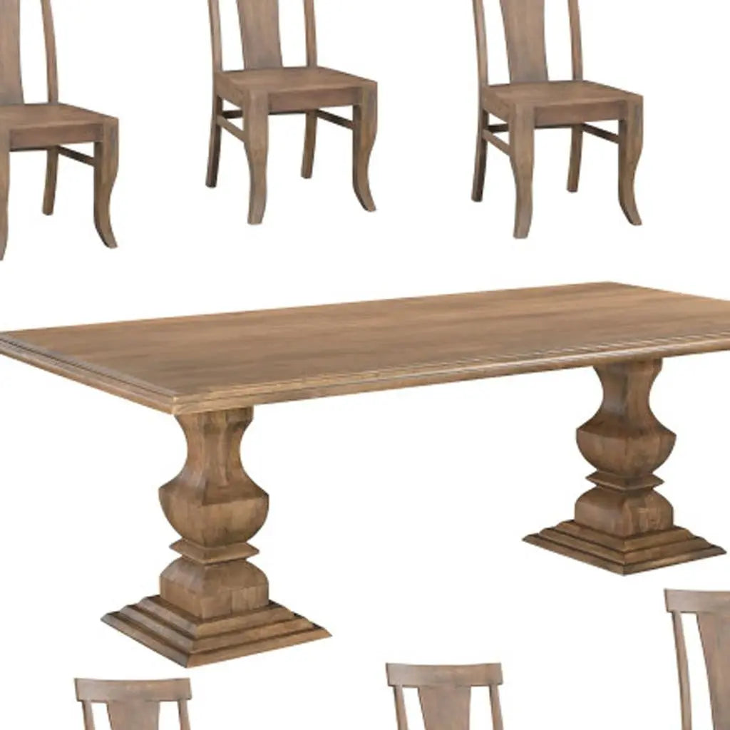 Nine Piece Brown Solid Wood Dining Set with Eight Chairs Homeroots Kitchen & Dining