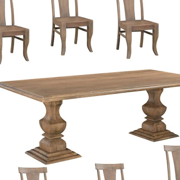 Nine Piece Brown Solid Wood Dining Set with Eight Chairs Homeroots Kitchen & Dining