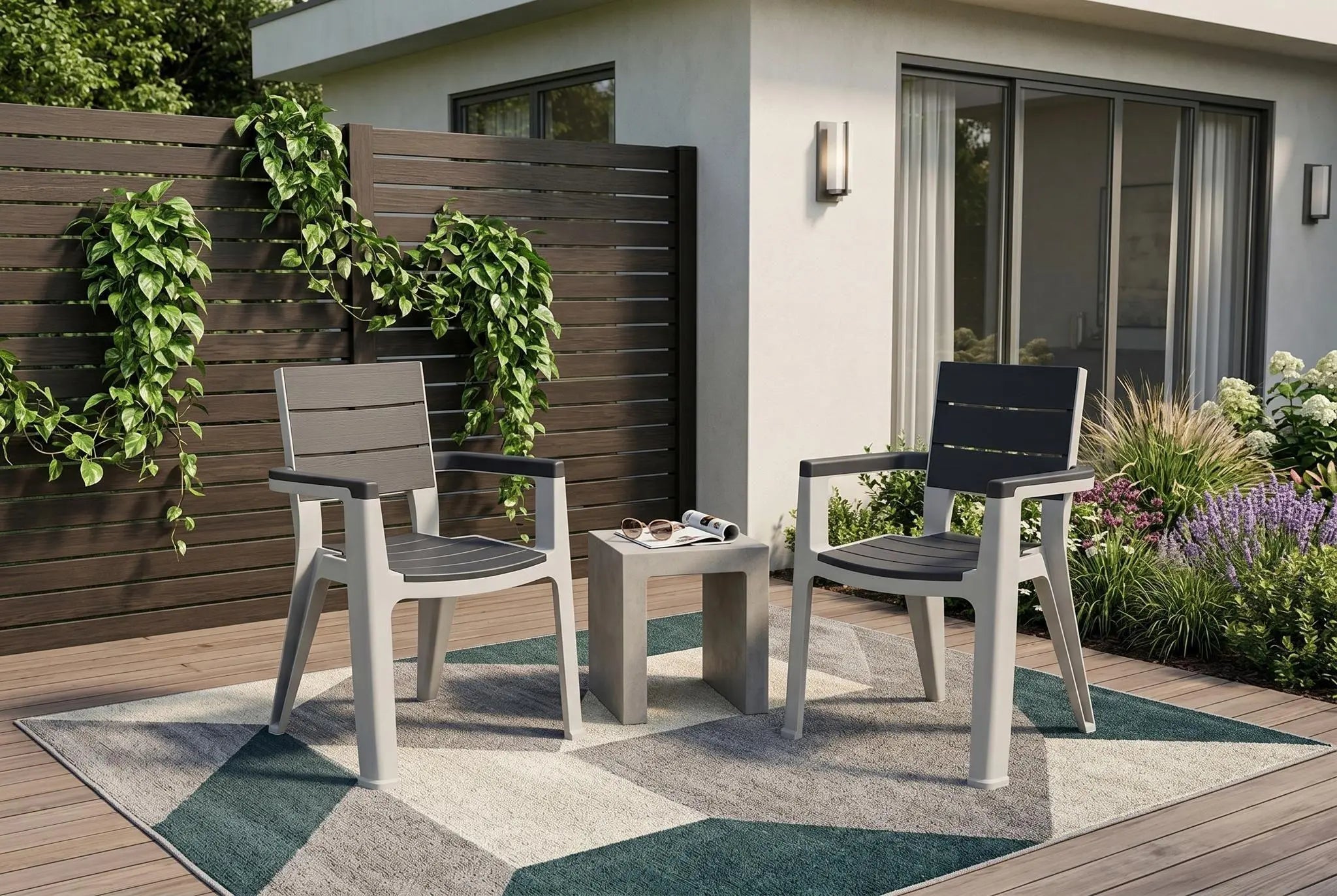 Nine Piece Gray Plastic Outdoor Patio Set With Table Homeroots Outdoor