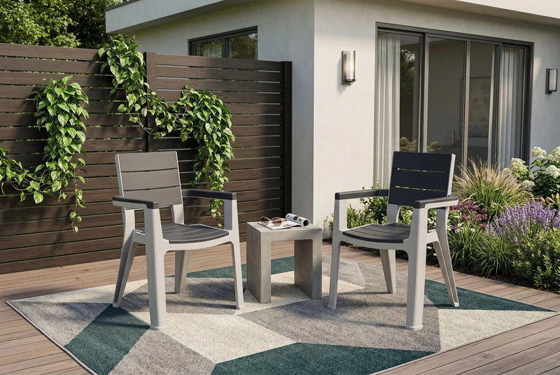 Nine Piece Gray Plastic Outdoor Patio Set With Table Homeroots Outdoor