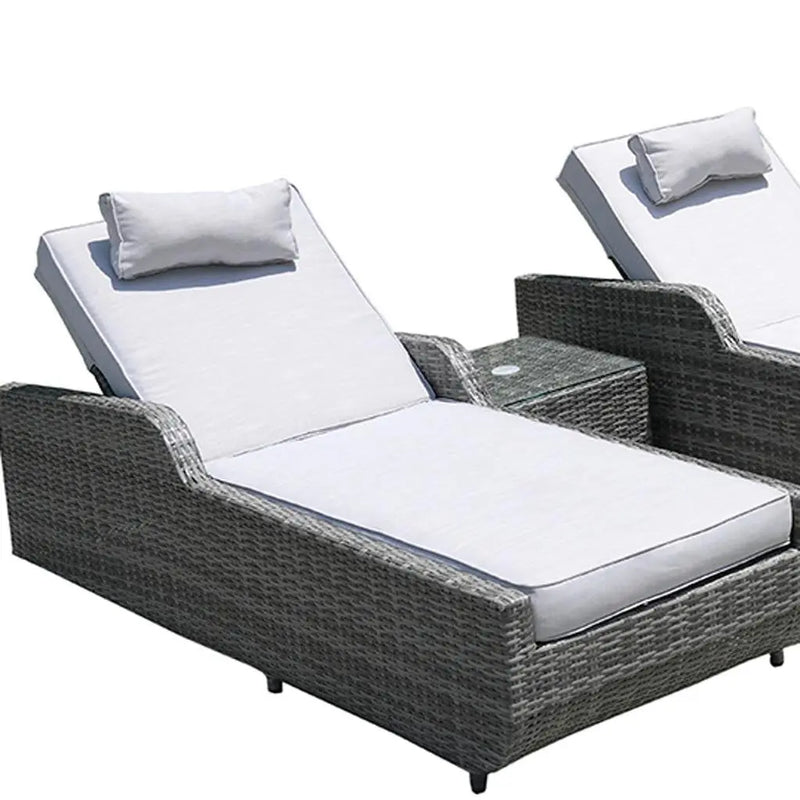 Nine Piece Outdoor Gray Wicker Multiple Chairs Seating Group Fire Pit Included with Gray Cushions Homeroots Outdoor