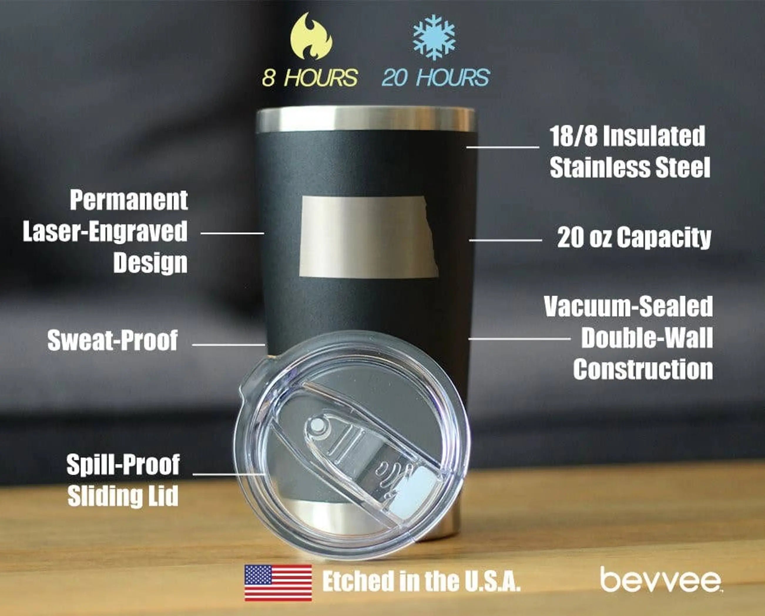 North Dakota Insulated Travel Tumbler - North Dakotan Gifts Bevvee