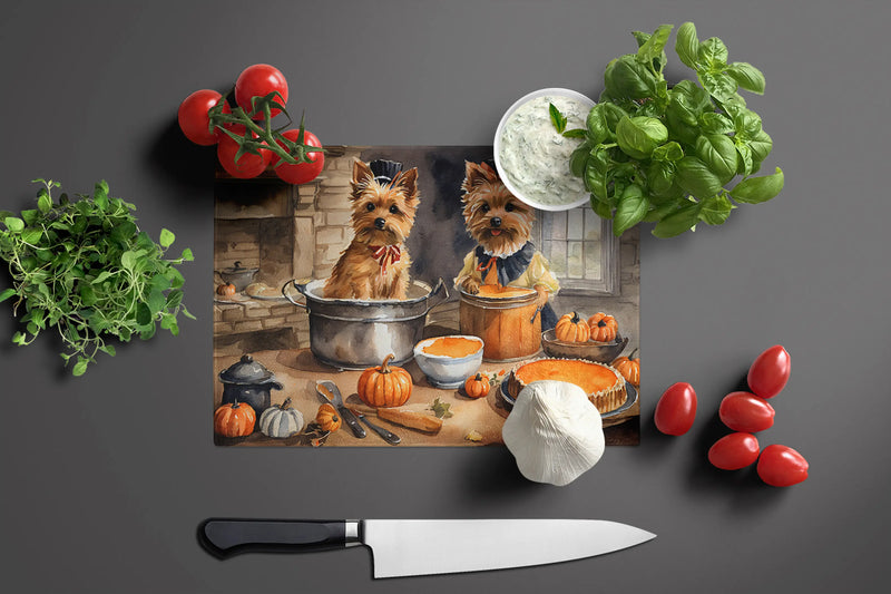 Norwich Terrier Fall Kitchen Pumpkins Glass Cutting Board Caroline's Treasures