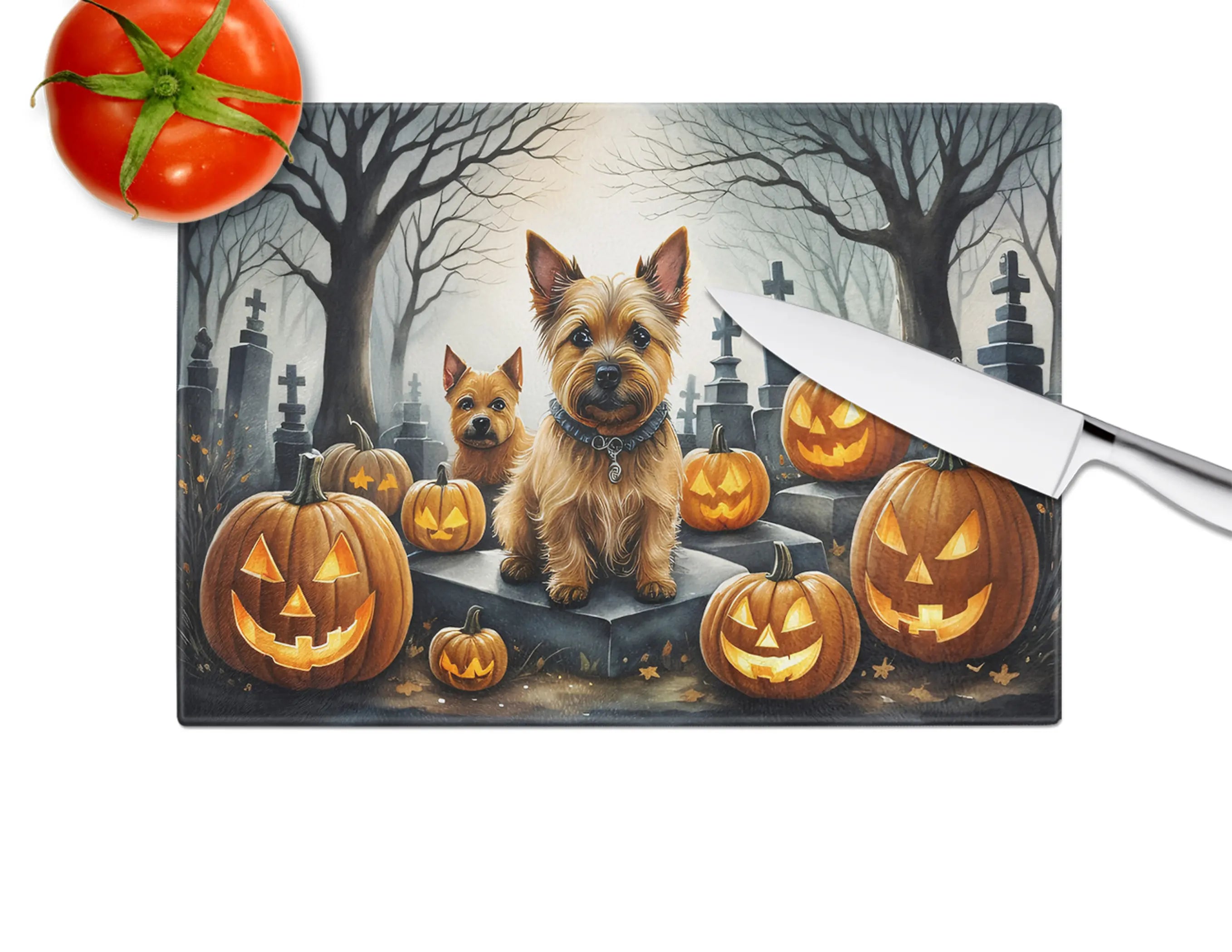Norwich Terrier Spooky Halloween Glass Cutting Board Caroline's Treasures