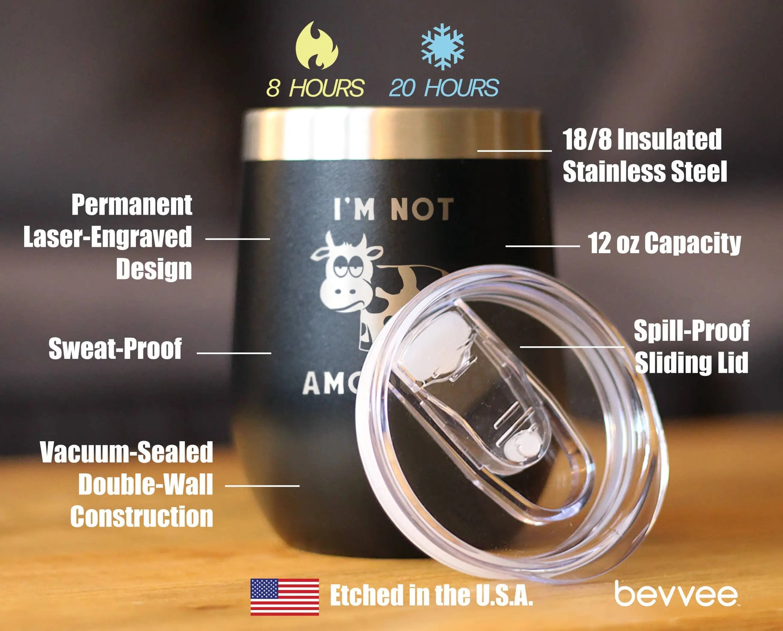 Not Amoosed Insulated Wine Tumbler - Cow Gifts and Decor Bevvee