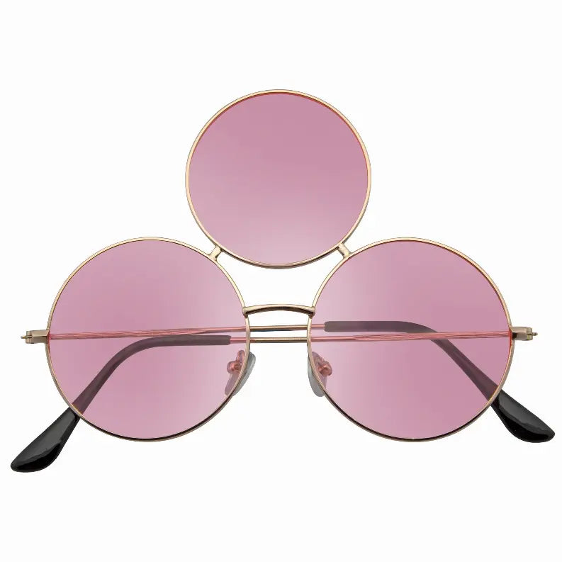 Novelty Oversize Triple Round Circle Color Tone Sunglasses Sunglass Memphis