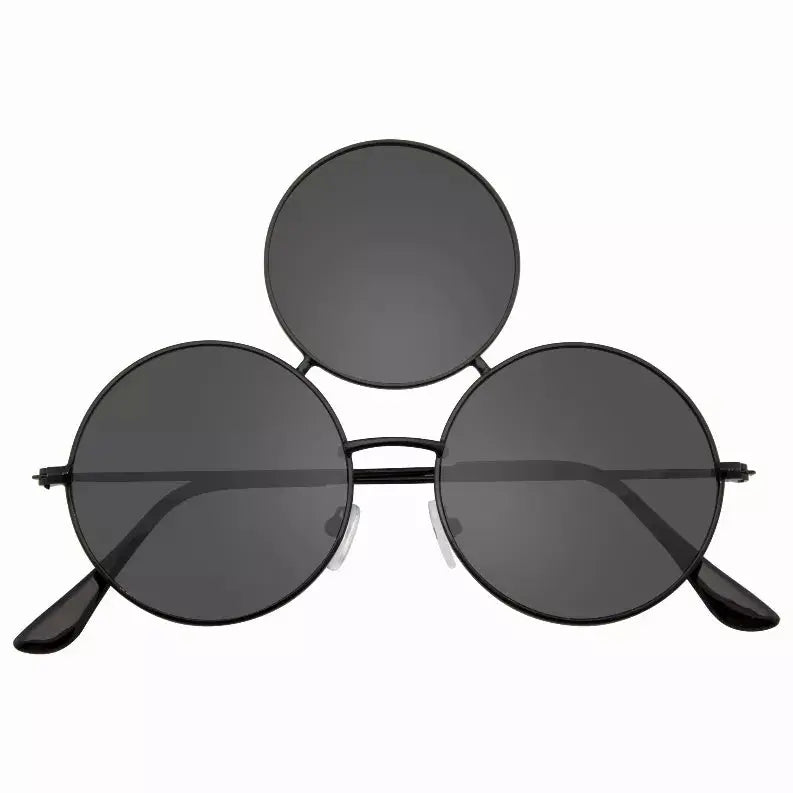 Novelty Oversize Triple Round Circle Color Tone Sunglasses Sunglass Memphis