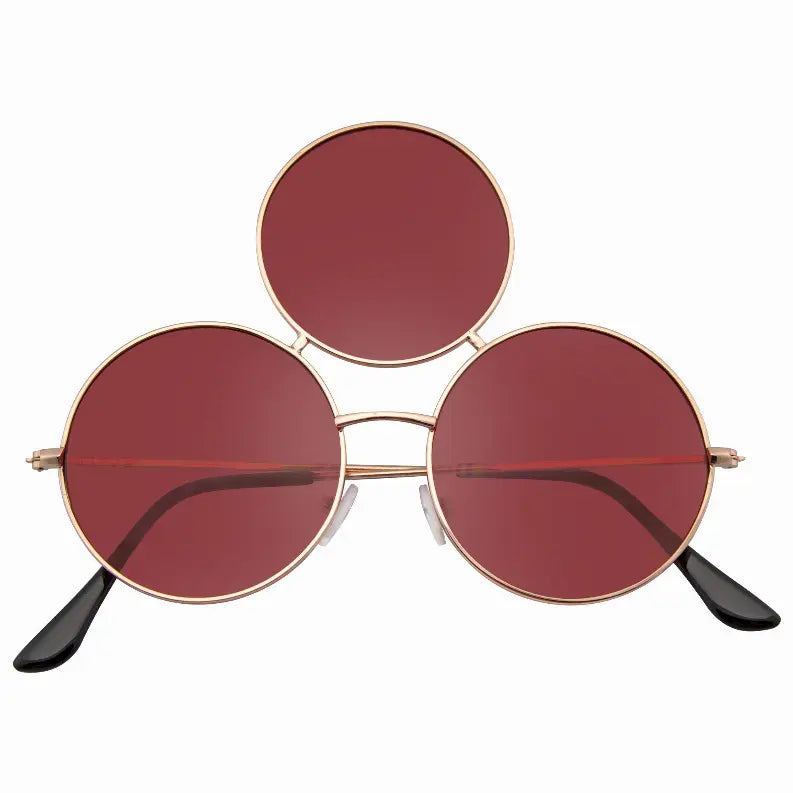 Novelty Oversize Triple Round Circle Color Tone Sunglasses Sunglass Memphis
