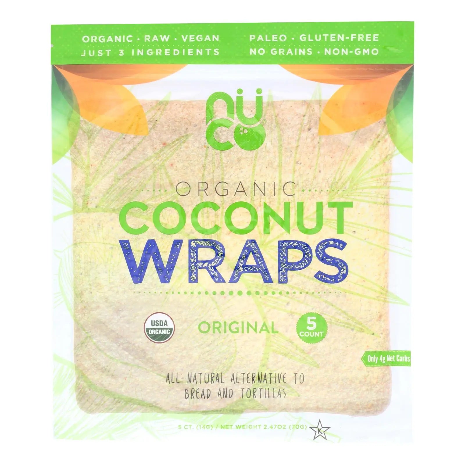 Nuco Original Organic Coconut Wraps  - Case Of 12 - 2.47 Oz Nuco