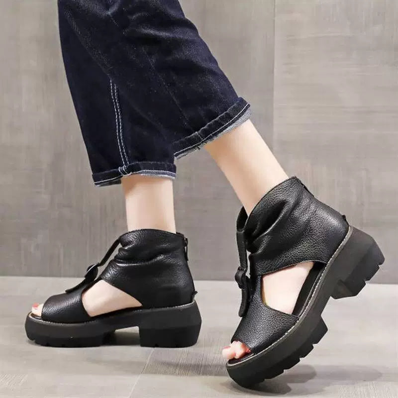 2023 New Fashion Ladies Sandals Wedges Pu Open Toe Summer Fa