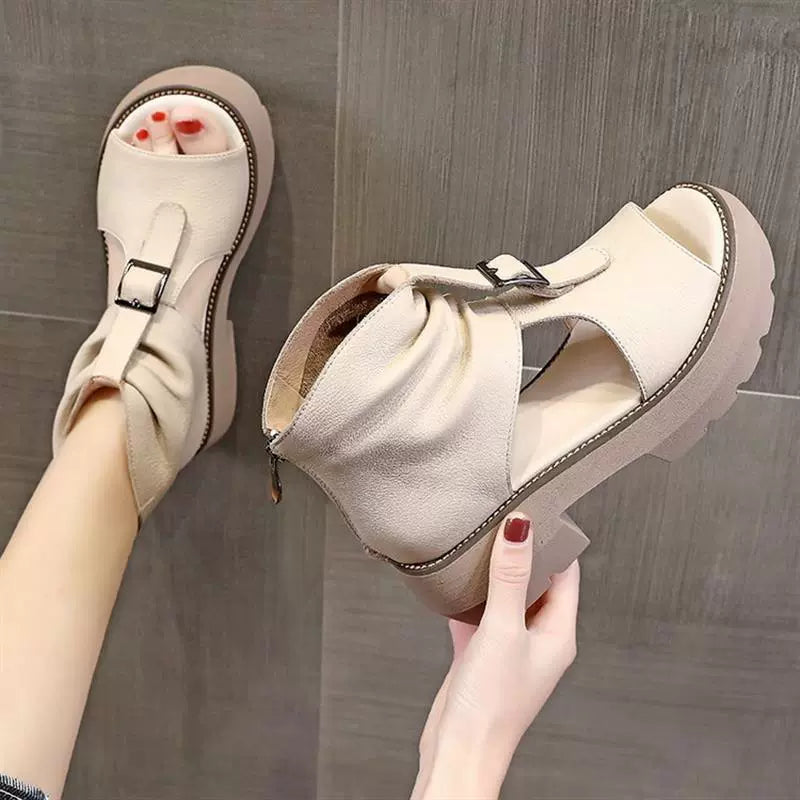 2023 New Fashion Ladies Sandals Wedges Pu Open Toe Summer Fa