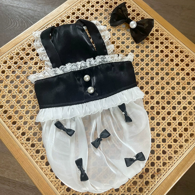 MIJIA Pet Clothes Summer New Arrival Hepburn Style Black and White Dress Teddy Bichon Dog Cat Thin Clothes 珍珠裙