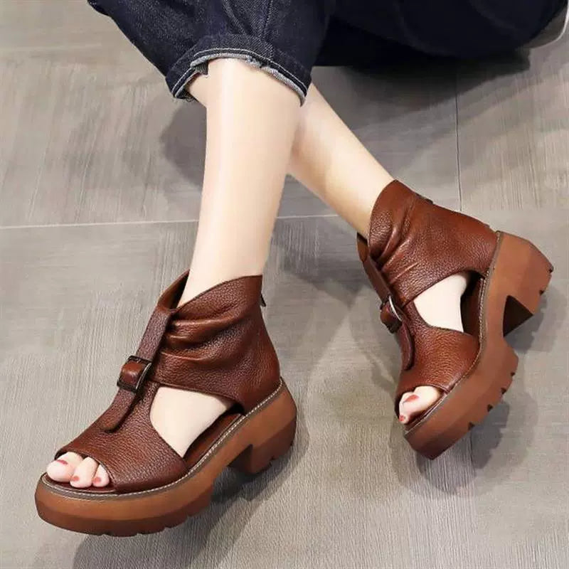 2023 New Fashion Ladies Sandals Wedges Pu Open Toe Summer Fa