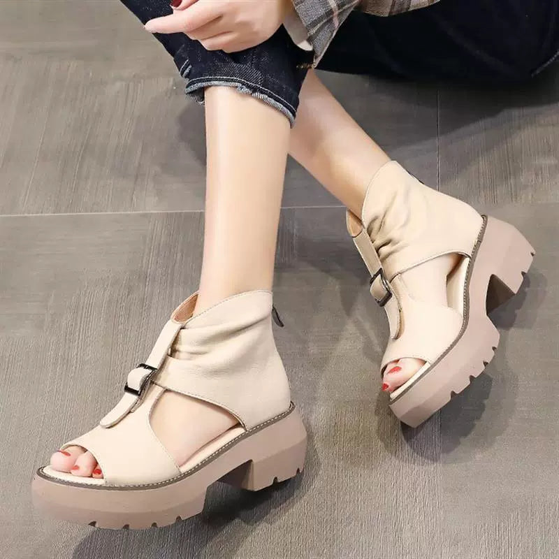 2023 New Fashion Ladies Sandals Wedges Pu Open Toe Summer Fa