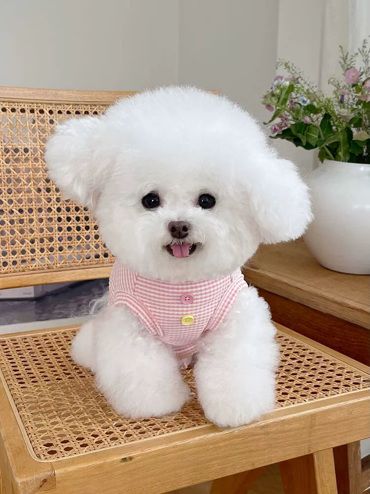 Pet Clothes Fall and Winter New Arrival Stripes Button Vest Tops Teddy Bichon Dog Cat Casual Home Clothes