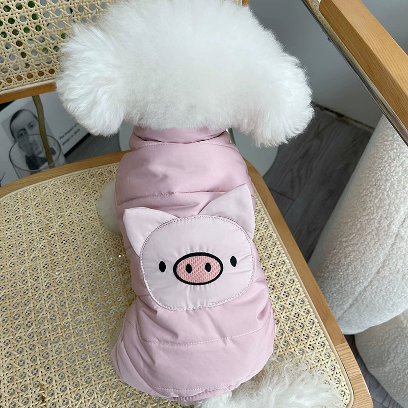 Pet Clothes Fall and Winter New Arrival Cotton and Thickening Four-Foot Pants Teddy Bichon Dog Cat Warm Cotton Coat Jacket Pink 2XL (chest 56-back 40-about 6.00 kg-7.00 kg