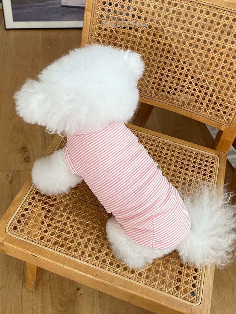 Pet Clothes Fall and Winter New Arrival Stripes Button Vest Tops Teddy Bichon Dog Cat Casual Home Clothes