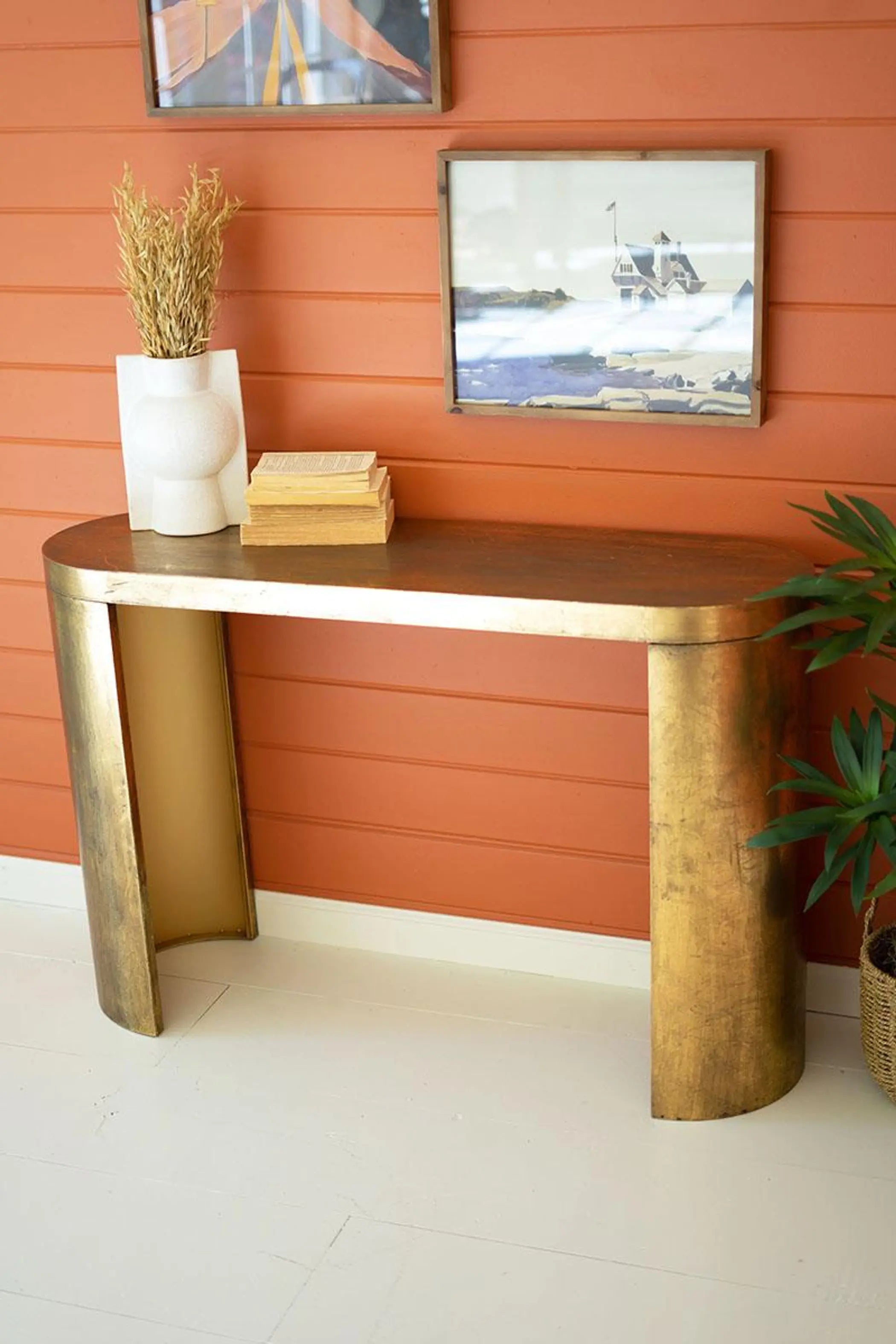 OVAL ANTIQUE BRASS CONSOLE TABLE Kalalou