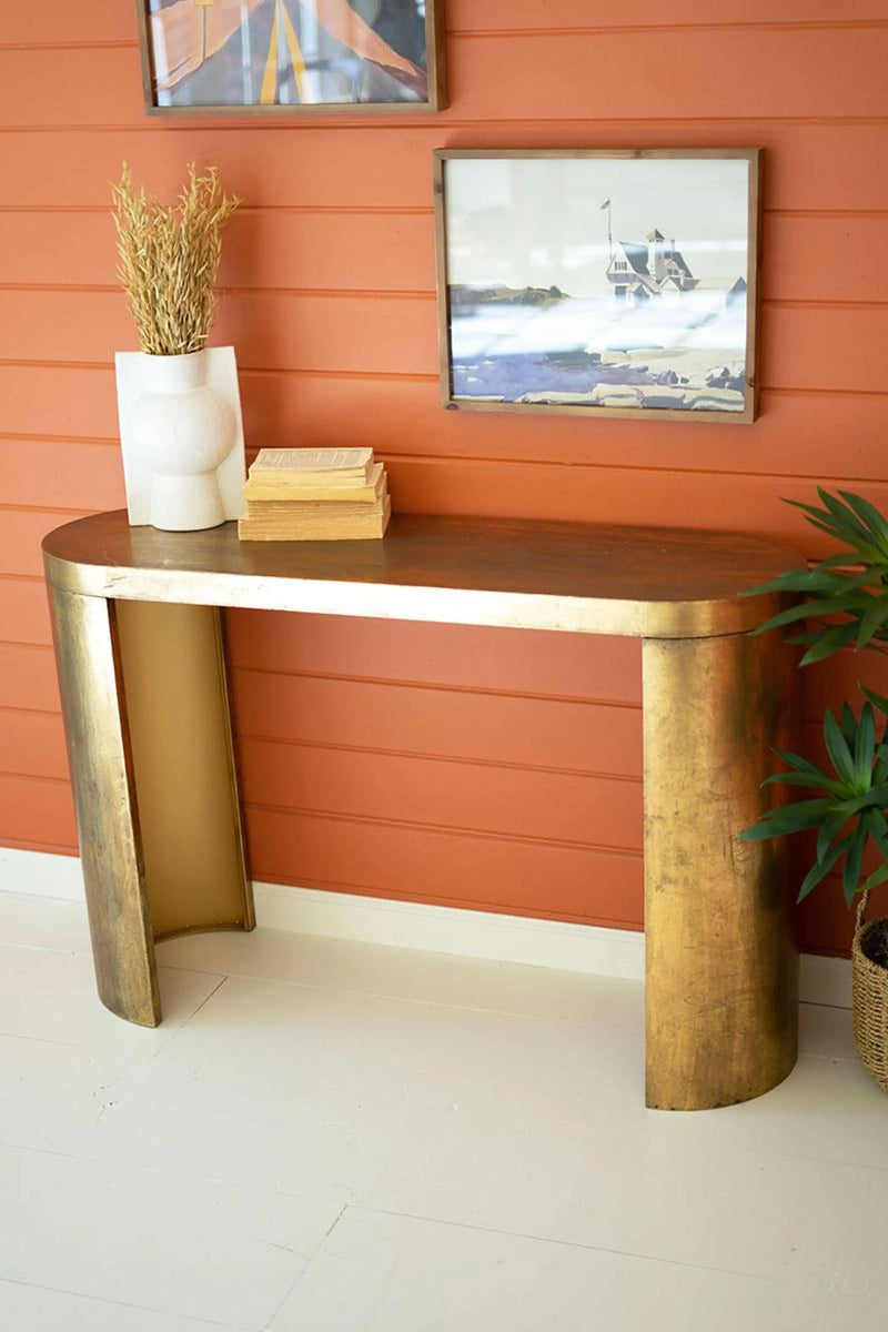 OVAL ANTIQUE BRASS CONSOLE TABLE Kalalou